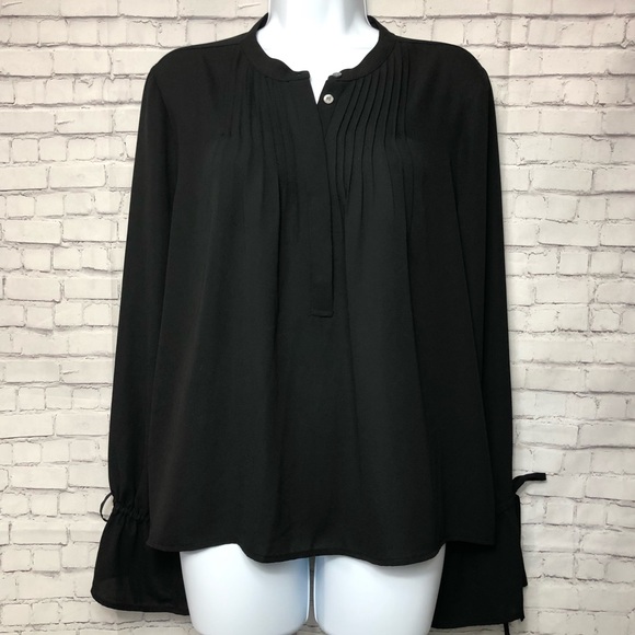 J. Crew Tops - J. Crew Flowy Blouse Pintuck Bell Sleeve Black Size Medium